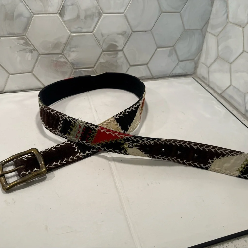 Lucky Brand Textured Patterned Woman’s Belt Sz 34 BOHO Western Country